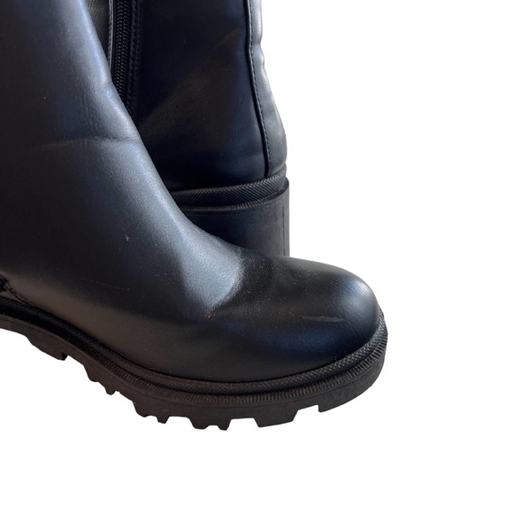 Cupio Women’s faux leather black booties combat casual. size 7  #S104 - Picture 9 of 13